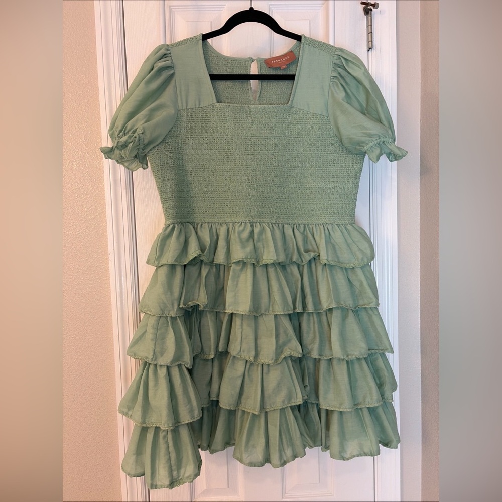 JessaKae Green Ruffled Mini Dress